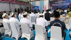 Prosesi penyerahan Remisi HUT ke-81 RI untuk warga binaan Lapas Kelas IIB Sukabumi. (Sumber: Istimewa)