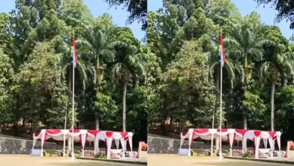 Bendera Merah Putih kembali dikibarkan di Monumen Palagan Bojongkokosan usai insiden. (Sumber: Istimewa)
