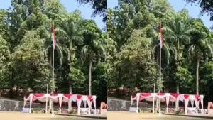 Bendera Merah Putih kembali dikibarkan di Monumen Palagan Bojongkokosan usai insiden. (Sumber: Istimewa)