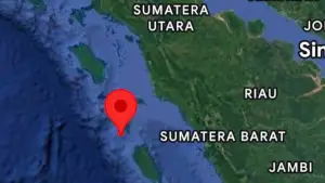 Selasa (18/8/2026) pukul 13:02:23 WIB gempa dengan magnitudo 6.1 mengguncang wilayah sumatera, khususnya Nias, Sumatera utara, Padang Sumatera Barat dan sekitarny (Sumber: BMKG)
