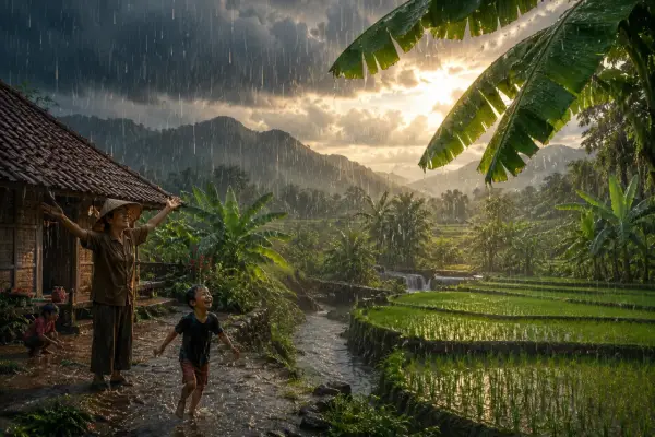 Ilustrasi - Paribasa Sunda Halodo Sataun Lantis Ku Hujan Sapoe memiliki arti cukup mendalam (Sumber : AI chatGPT)