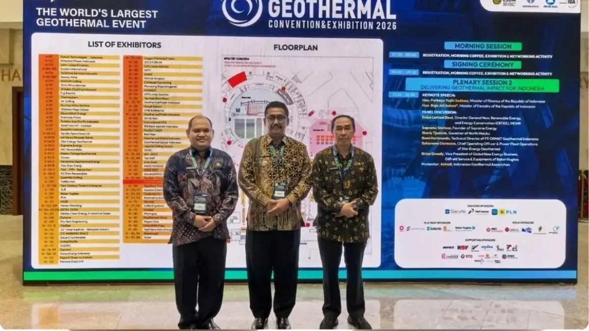 Bupati Sukabumi Asep Japar bersama Sekretaris Daerah Ade Suryaman menghadiri pembukaan The 12th IIGCE 2026 di JICC, Jakarta, Rabu (19/8/2026). | Foto: Instagram/@prokompimsukabumikab
