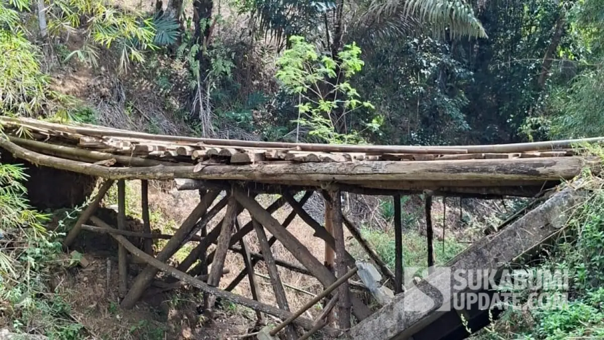 Jembatan Hancur, Warga Sukabumi Bertaruh di Kayu-Bambu Sebab Dana Desa Dipakai Kopdes