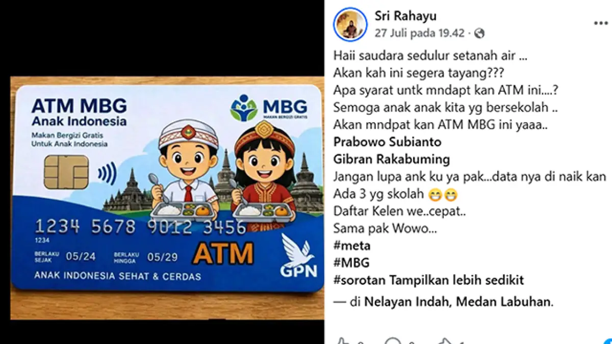 Cek Fakta: Makan Bergizi Gratis Bakal Disalurkan melalui ATM MBG, Benarkah?