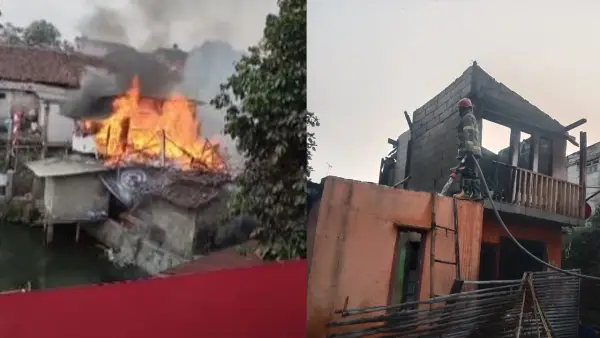 Tangkapan layar kebakaran di permukiman padat penduduk di Cibadak yang hanguskan 3 rumah warga. (Sumber: Istimewa)
