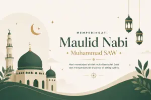 Contoh desain poster Maulid Nabi Muhammad SAW (Sumber : AI chatGPT)