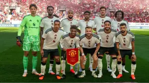 Starting line up Manchester United vs AC Milan di laga pramusim. (Sumber: web/manutd.com)