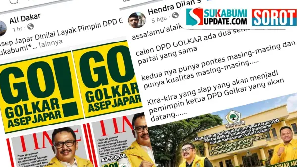 Tangkapan layar unggahan di Facebook terkait percakapan Asep Japar dan Budi Azhar dalam perhelatan Musda Golkar Kabupaten Sukabumi | Foto : Sorot Sukabumiupdate