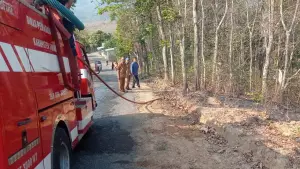 Kebakaran lahan di Ciemas, Kabupaten Sukabumi. Senin (24/8/2026). (Sumber: Istimewa)