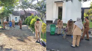 Pegawai BP Mektan Jabar menggelar Gerakan ASRI (Aman, Sehat, Resik, dan Indah) pada Senin (4/8/2026). (Sumber Foto: Dok. BP Mektan)