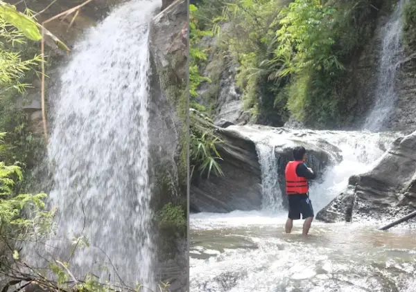Curug Cikawung Campakamulya, salah satu air terjun tersembunyi di Cianjur Selatan. (Sumber : Gmaps/Tedi Muhiban)