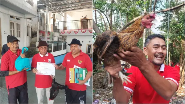 Warga mengikuti lomba tangkap ayam di Saung Ulen Geulis, Kampung Pakuwon, Desa Cibodas, Kecamatan Bojonggenteng, Kabupaten Sukabumi, dalam rangka memeriahkan HUT ke-81 RI, Selasa (25/8/2026). (Sumber Foto: Istimewa)