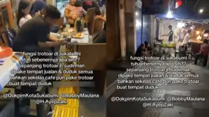 Tangkapan layar video lapak dagang yang penuhi trotoar Jalan Sudirman, Kota Sukabumi. (Sumber: Dok Warga)