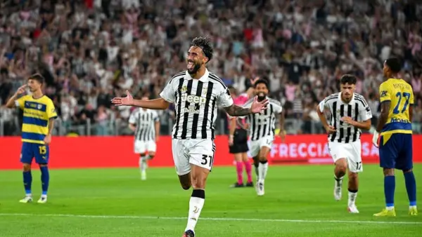 Selebrasi Nico Gonzalez setelah cetak gol untuk Juventus vs Parma (Sumber: Instagram/@juventus.com)