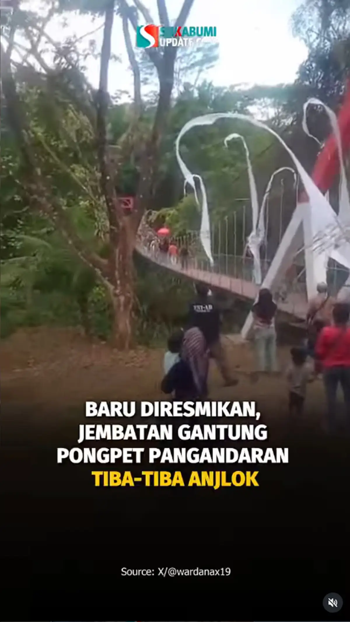 Baru Diresmikan, Jembatan Gantung Pongpet Pangandaran Tiba-Tiba Anjlok