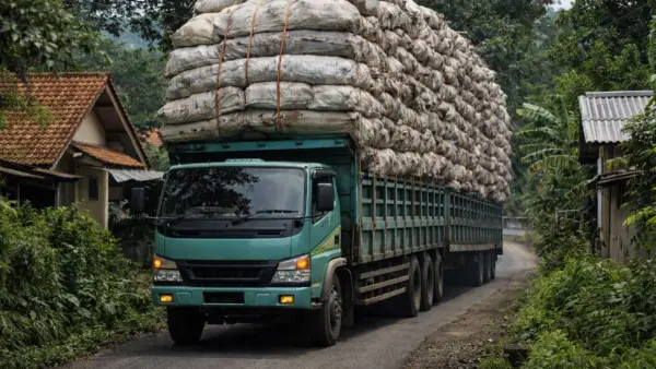 Ilustrasi AI. Truk ODOL (Sumber: copilot)