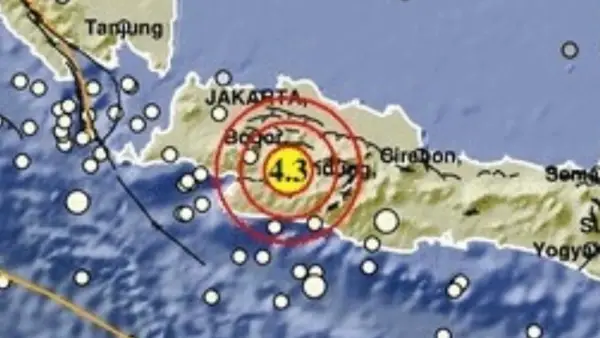 Episenter gempa M4,3 di Cianjur, Selasa (1/9/2026). (Sumber Foto: BMKG)