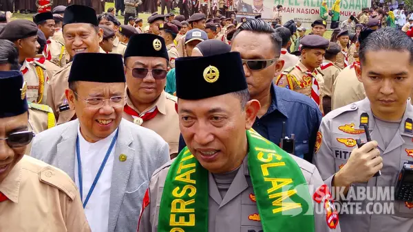 Kapolri, Jenderal Polisi Listyo Sigit Prabowo saat menghadiri Kemah Nasional Pramuka PUI di Sukabumi. Kamis (3/9/2026). (Sumber: SU/Asep Awaludin)