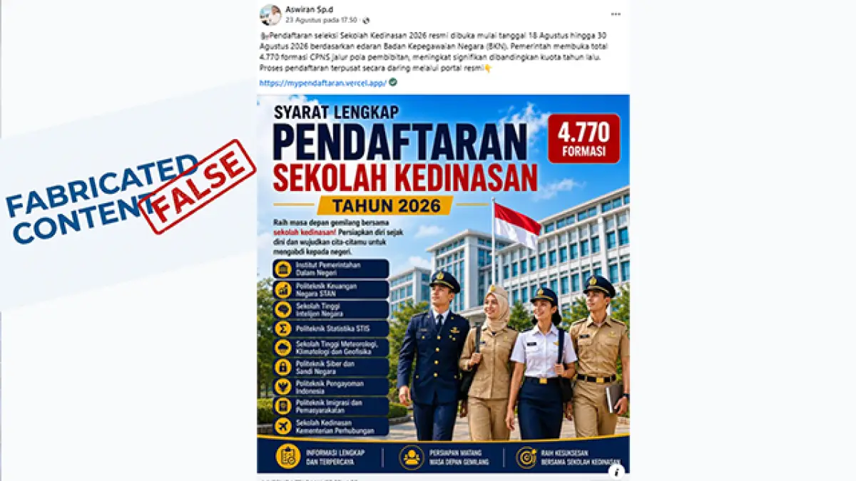 CEK FAKTA: Awas Penipuan Link Pendaftaran Sekolah Kedinasan 2026