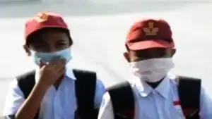 Ilustrasi kelompok sensitif anak-anak pakai masker (Sumber: dok tim)