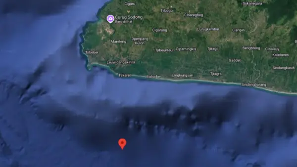 Titik gempa Minggu petang 13 September 2026 pukul 17.07 WIB (Sumber: googlemaps)