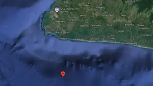 Titik gempa Minggu petang 13 September 2026 pukul 17.07 WIB (Sumber: googlemaps)