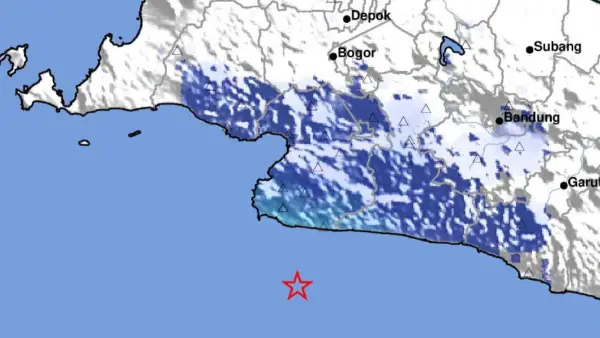 Guncangan gempa di laut selatan Sukabumi menjalar hingga garut dan banten (Sumber: BMKG)