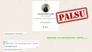 Bukti chat dari penipu yang mencatut nama dan foto Humas DPRD Kabupaten Sukabumi Irfan Farihin. (Sumber Foto: Istimewa)