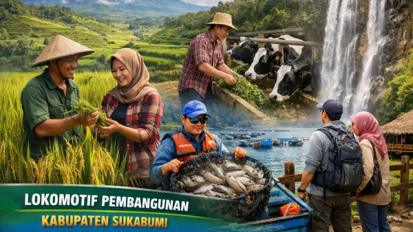 4 sektor yang menjadi unggulan dan lokomotif pembangunan Kabupaten Sukabumi (Sumber: copilot)