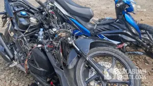 Tanpa plat nomor dua motor yang terlibat kecelakaan di surade sukabumi (Sumber: sukabumiupdate)