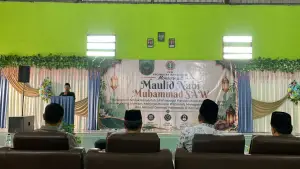 PGRI Kecamatan Sukalarang Kabupaten Sukabumi memperingati Maulid Nabi Muhammad SAW 1448 Hijriah di GOR PGRI Kecamatan Sukalarang, Kamis (17/9/2026) | Foto : dok. panitia