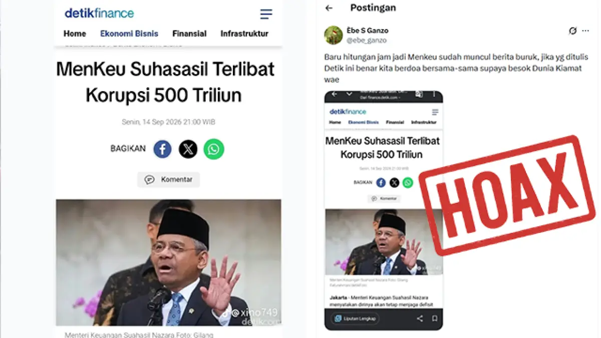 CEK FAKTA: Detik Beritakan Menkeu Suahasil Korupsi Rp500 Triliun itu Hoaks