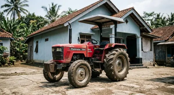 Ilustrasi traktor roda empat. (Sumber Foto: AI)