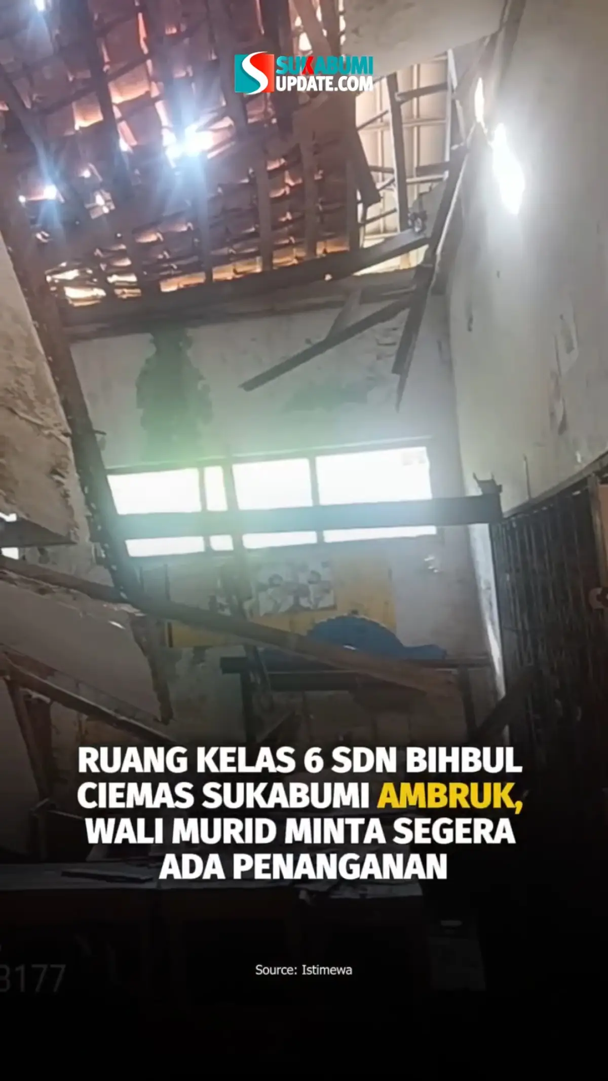 Ruang Kelas 6 SDN Bihbul Ciemas Sukabumi Ambruk, Wali Murid Minta Segera Ada Penanganan