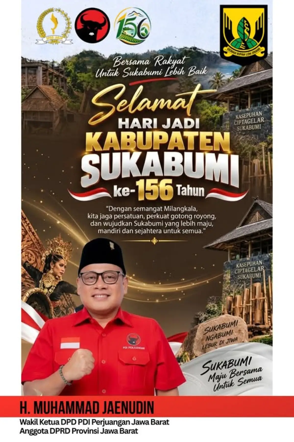 Ucapan Selamat Hari Jadi Kabupaten Sukabumi ke-156 | Foto : Istimewa