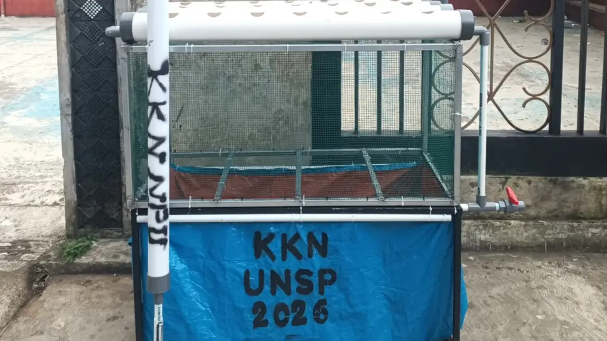 Aquakultur yang dirancang mahasiswa KKN Universitas Nusa Putra di Desa Langensari.