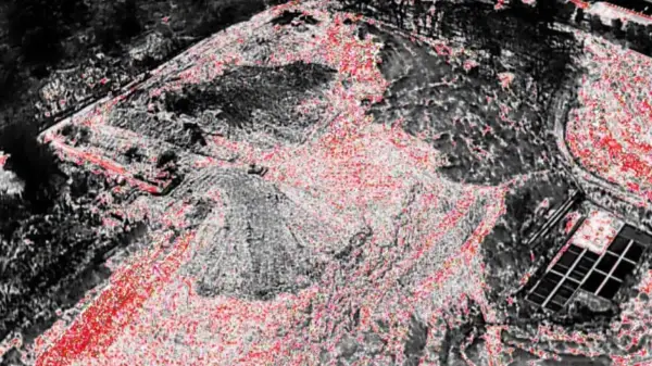 Hasil pemantauan suhu panas menggunakan drone thermal Basarnas di TPA Cikundul, Kecamatan Lembursitu, Kota Sukabumi, Selasa (29/9/2026). | Foto: Basarnas