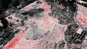 Hasil pemantauan suhu panas menggunakan drone thermal Basarnas di TPA Cikundul, Kecamatan Lembursitu, Kota Sukabumi, Selasa (29/9/2026). | Foto: Basarnas