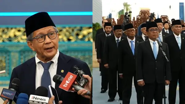 Rocky Gerung, Anwar Usman hingga Pratikno saat pelantikan Wantimpres di Istana Negara, Kompleks Istana Kepresidenan, Jakarta, Jumat (2/10/2026). (Sumber : YouTube Sekretariat Presiden)