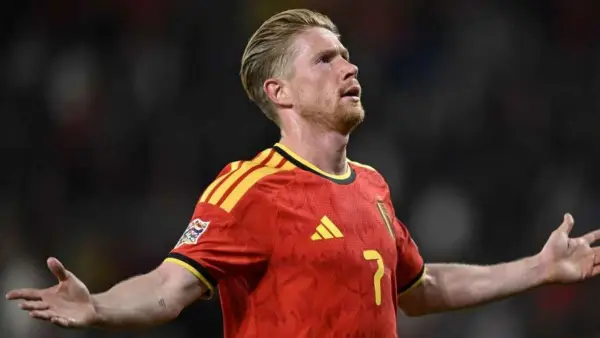 Selebrasi Kevin De Bruyne setelah cetak gol untuk Turki di UEFA Nations League. (Sumber: web/espn.com)