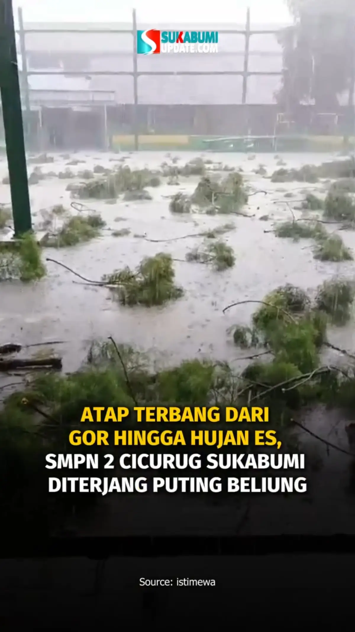 Atap Terbang Dari Gor Hingga Hujan Es, Smpn 2 Cicurug Sukabumi Diterjang Puting Beliung
