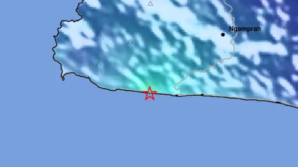 Episenter gempa M4,1 di Sukabumi, Minggu (4/10/2026) pagi. (Sumber Foto: BMKG)