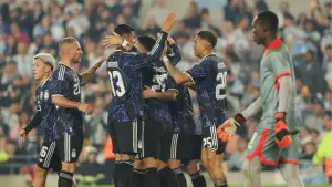 Aksi para pemain Argentina saat menghadapi Burkina Faso di laga persahabatan. (Sumber: web/AFA.com)