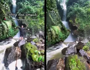 Curug Dua Umpak, salah satu air terjun yang punya jalur trekking menarik di wilayah Bandung Barat. (Sumber : Facebook/Batur Ulin Wisata)