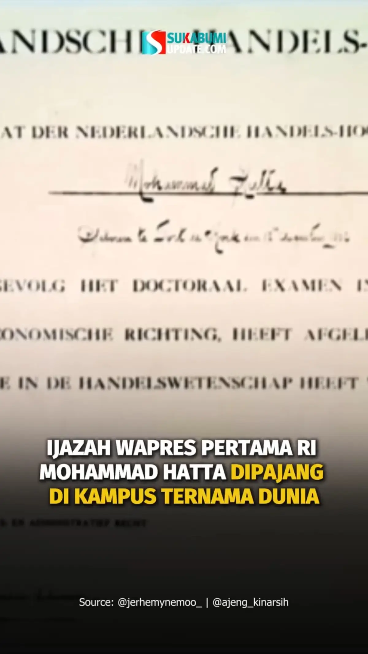 Ijazah Wapres Pertama RI Mohammad Hatta Dipajang Di Kampus Ternama Dunia