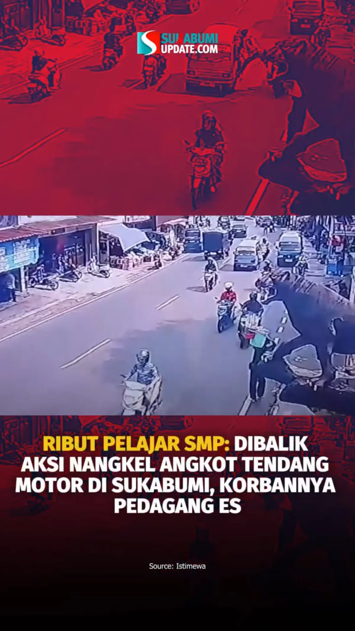Ribut Pelajar SMP: Dibalik Aksi Nangkel Angkot Tendang Motor Di Sukabumi, Korbannya Pedagang Es