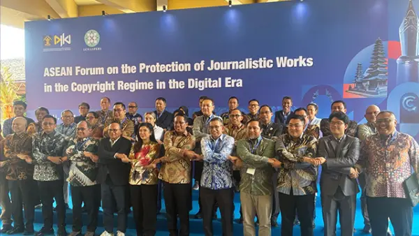 Para tokoh pers se-Asia Tenggara dalam “ASEAN Forum on the Protection of Journalistic Works in the Copyright Regime in the Digital Era”Sabtu (10/10/2026), di The Patra Bali Resort and Villas. (Sumber : Dewan Pers.)