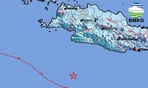 Peta parametert gempa M5.7, Minggu (11/10/2026) di Barat Daya Sukabumi (Sumber: dok BMKG)