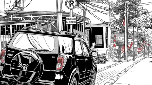 Ilustrasi AI, Selain pedagang trotoar di Kota Sukabumi juga sering jadi tempat parkir (Sumber: dok gemini)