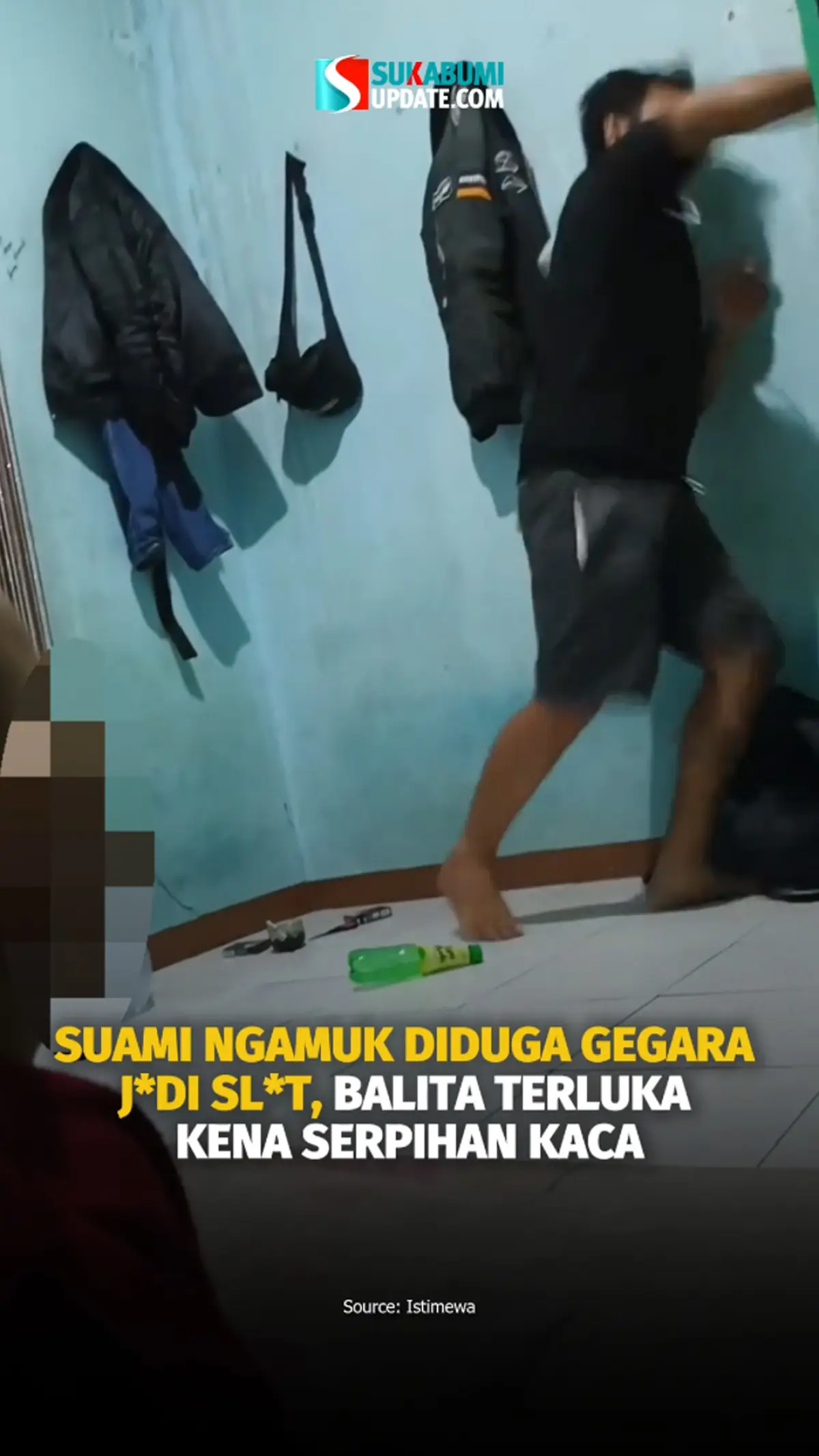 Viral Video Suami Mengamuk Diduga Gegara Judi Slot, Balita Terluka Kena Serpihan Kaca